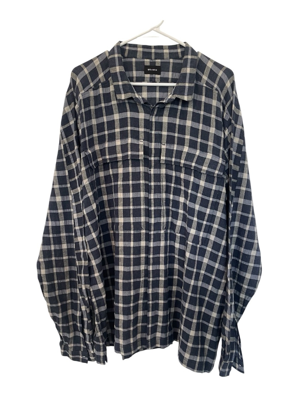 STAMPD 100% Cotton Button-Down Long-Sleeve Shirt